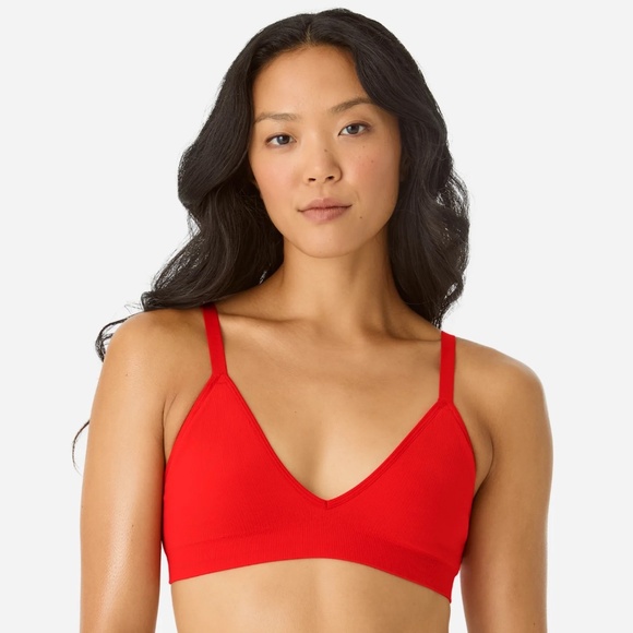 Bombas Seamless Triangle Bralette M/L ActivePadless, Wire Free, Adjustable, Red - Picture 1 of 6